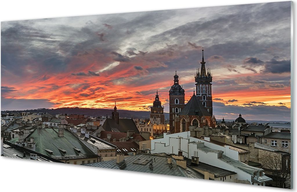 Glasbilder 140x70 Wandkunst Krakow Sunset Panorama