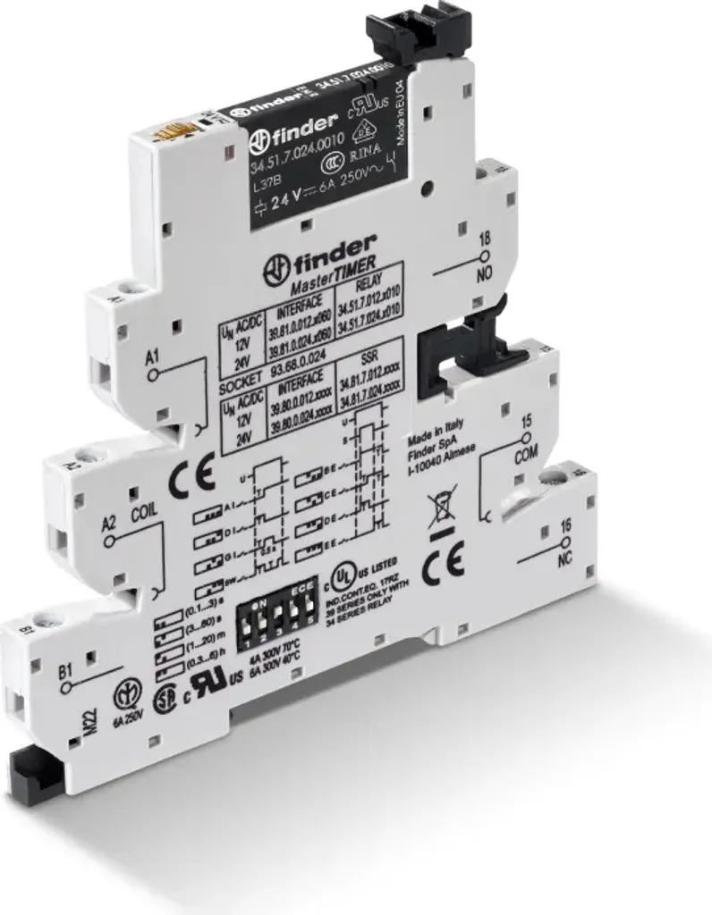 Relais de Couplage Terminal Finder 39.81 24V Bleu pour Rail DIN