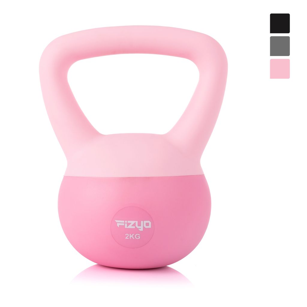 FIZYO Soft Kettlebell 2kg Gefüllt mit Eisensand, rutschfester Griff, bodenschonendes PVC, Hantel für Fitness, Gewichtheben und Krafttraining zu H...