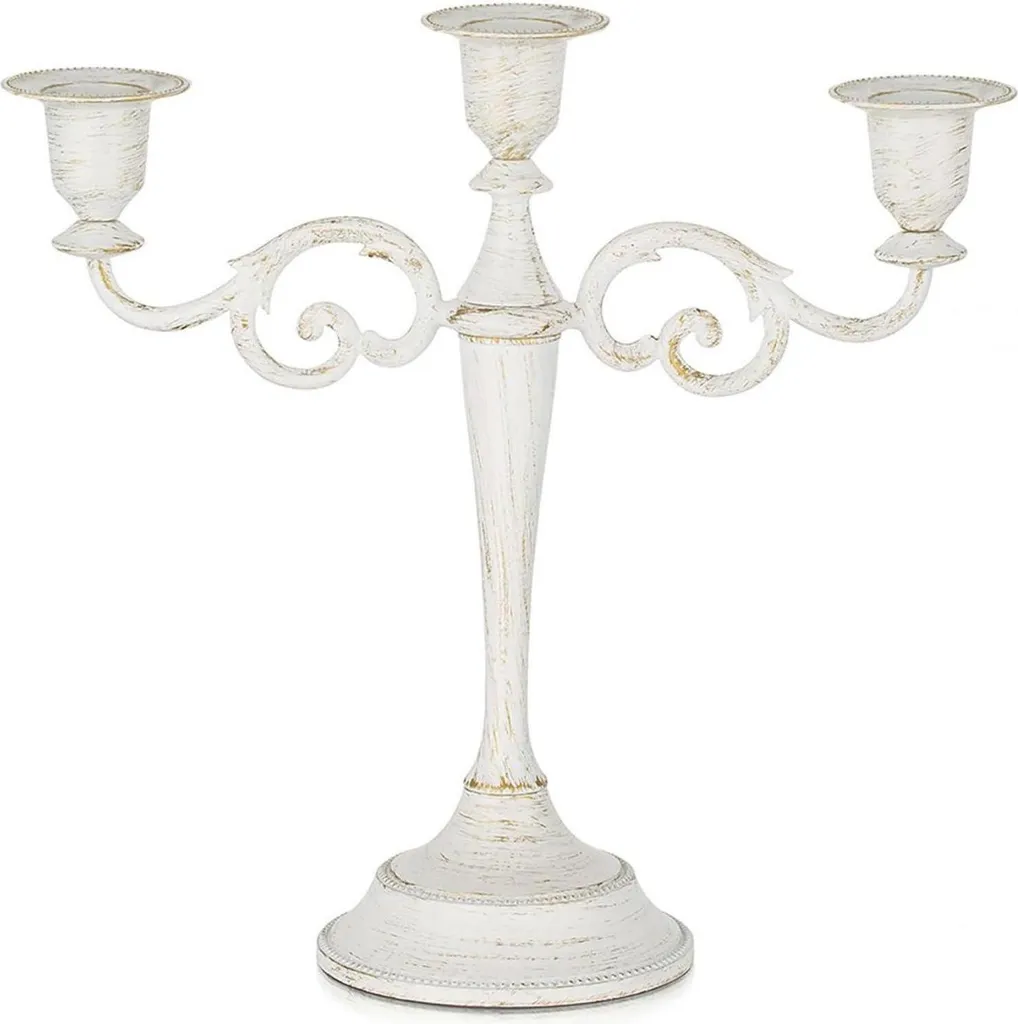Bougeoir 3 Branches Blanc Stable et Sécurisé pour Toutes vos Bougies
