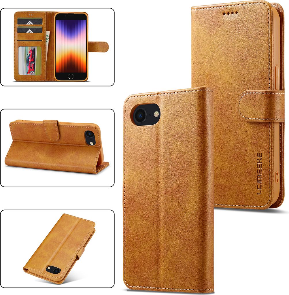 Hülle für iPhone 16e/iPhone 17e, Klapphüllen Brieftasche Leder Magnetverschluss Ständer Schutzhülle Gelb