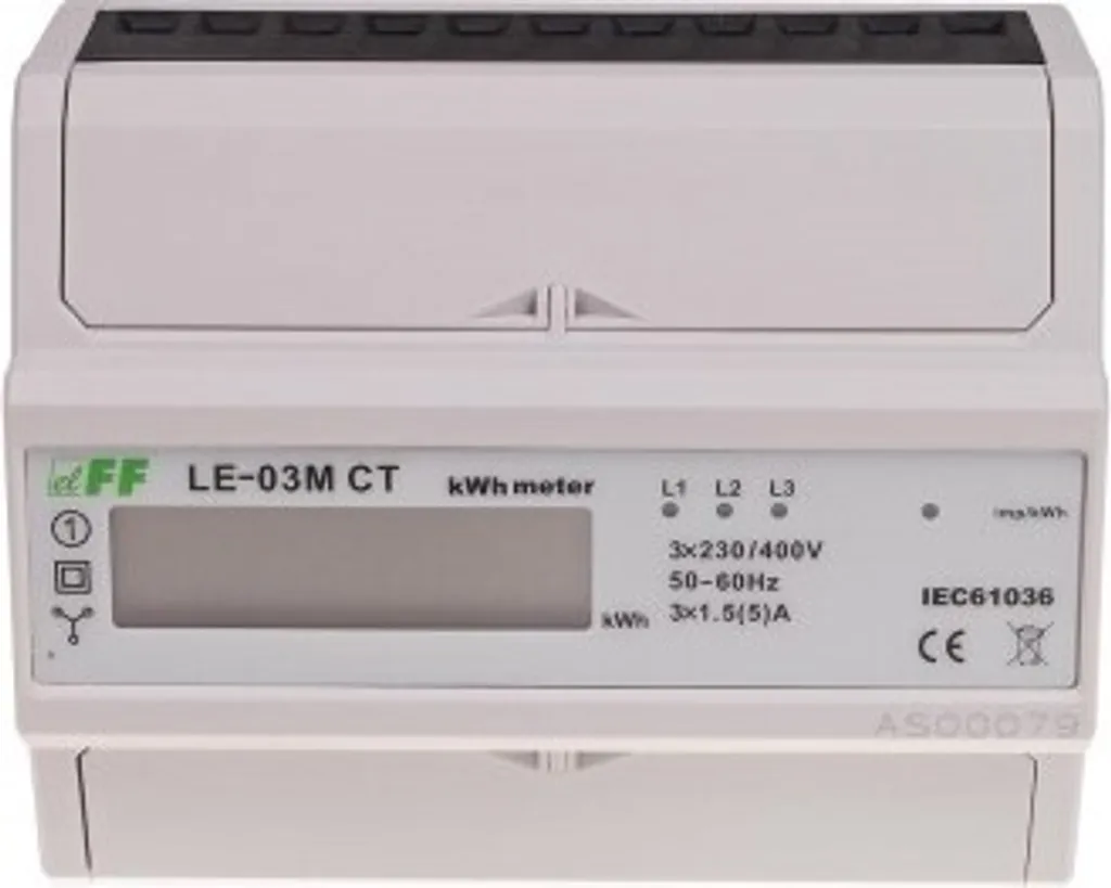 Compteur d'énergie triphasé LE-03M-CT F&F 3x400V+N avec liaison RS485