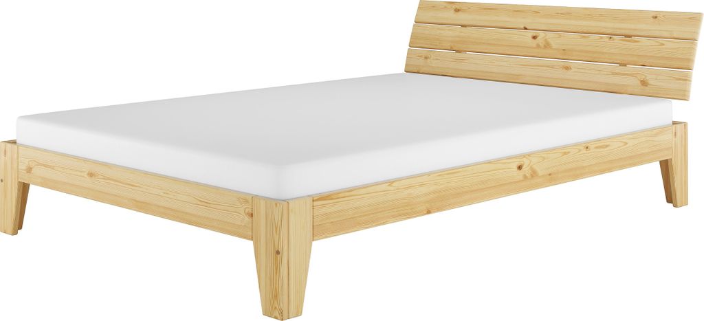 Doppelbett Massivholz Bett Kiefer natur 140x200 Futonbett Zubehör wählbar V-60.62-14Rollrost und Matratze inkl.