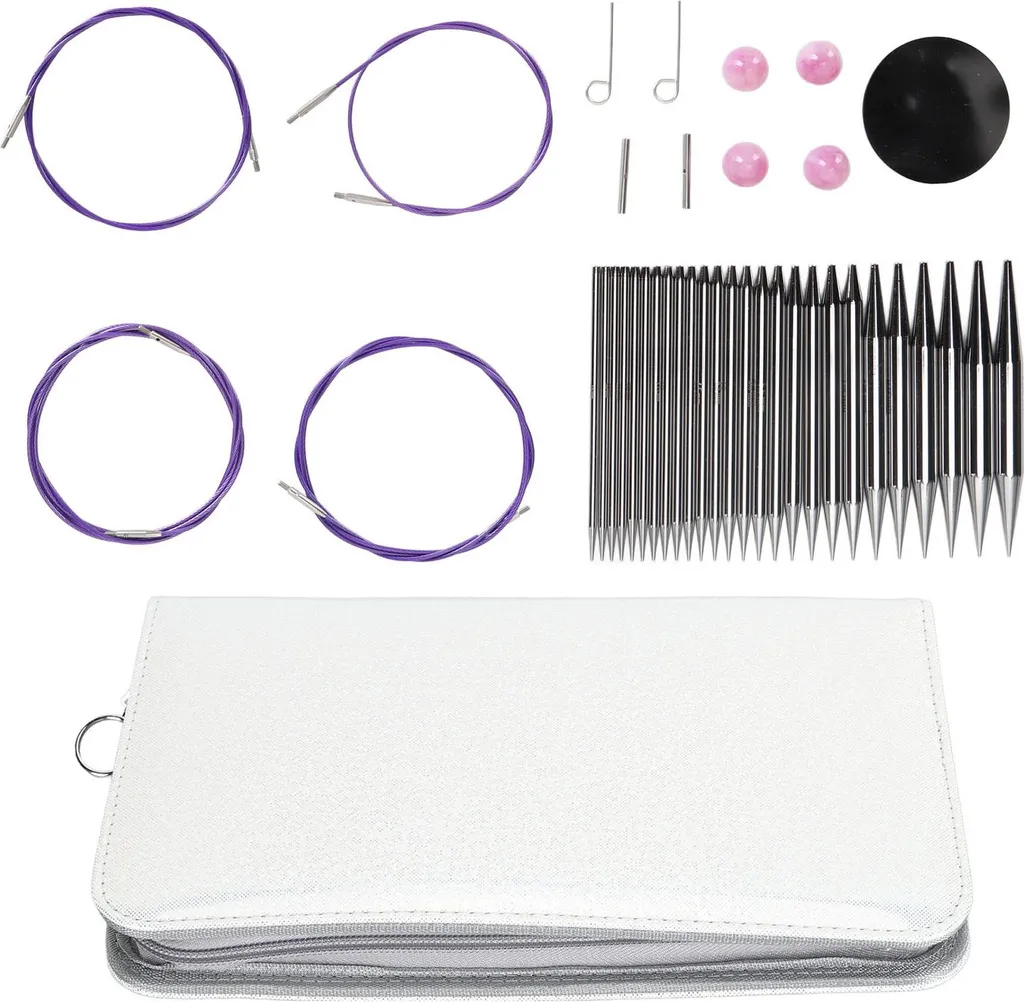 Set 13 Aiguilles Circulaires Interchangeables 3-10mm avec Câbles 40-100cm