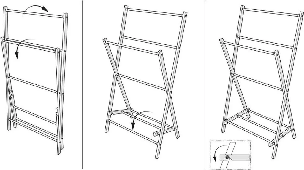 Support serviettes pliable en bois pour petits espaces et salles d'eau