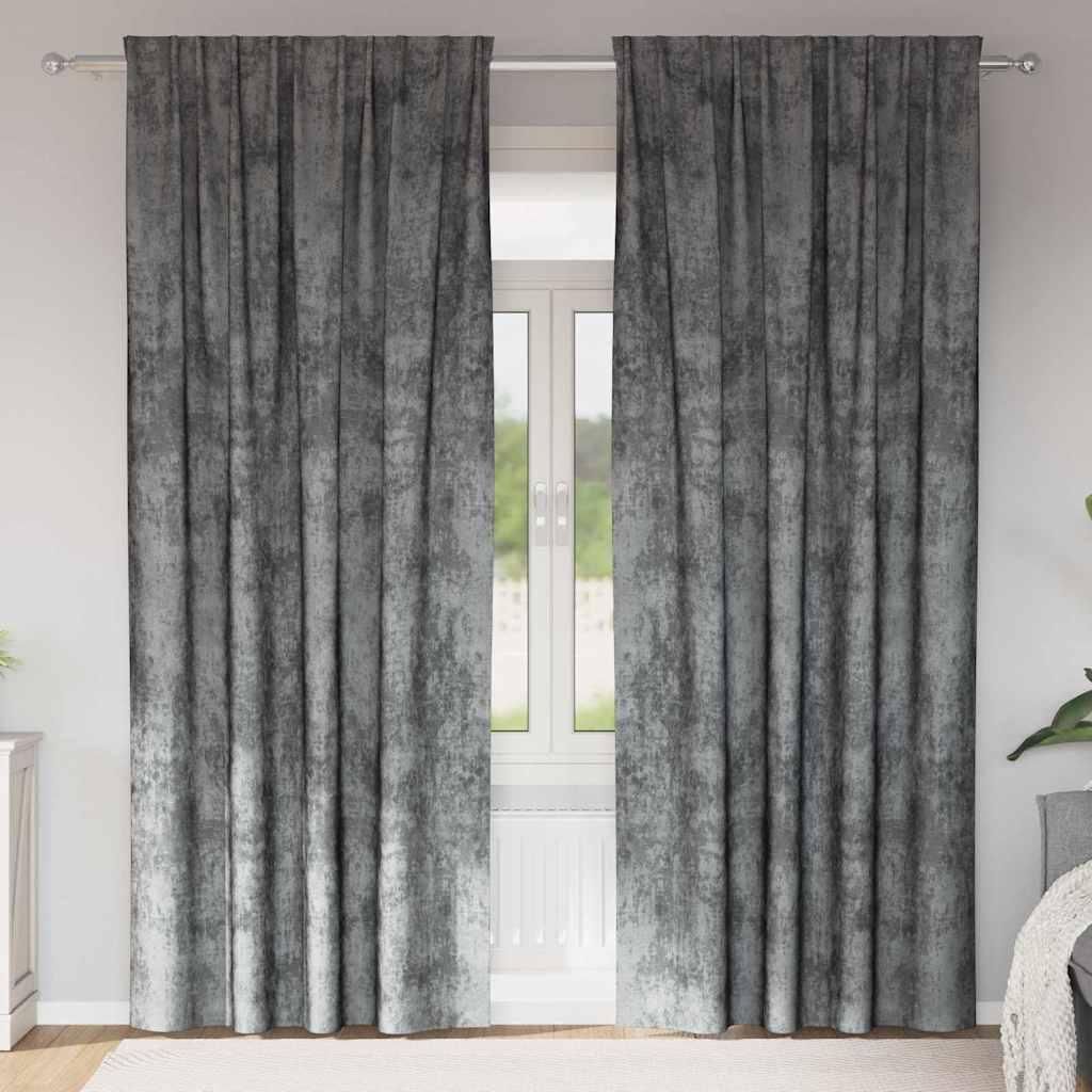 Samtvorhänge mit Vorhängen 2 pcs Grau 260 x 140 cm Samt