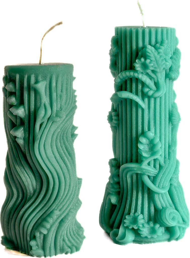 Handgemachte Kerzen, Dekokerzen, Wachskerzen, Haushaltskerzen, Formkerzen aus natürlichem Bienenwachs 2 SETS (Grün)