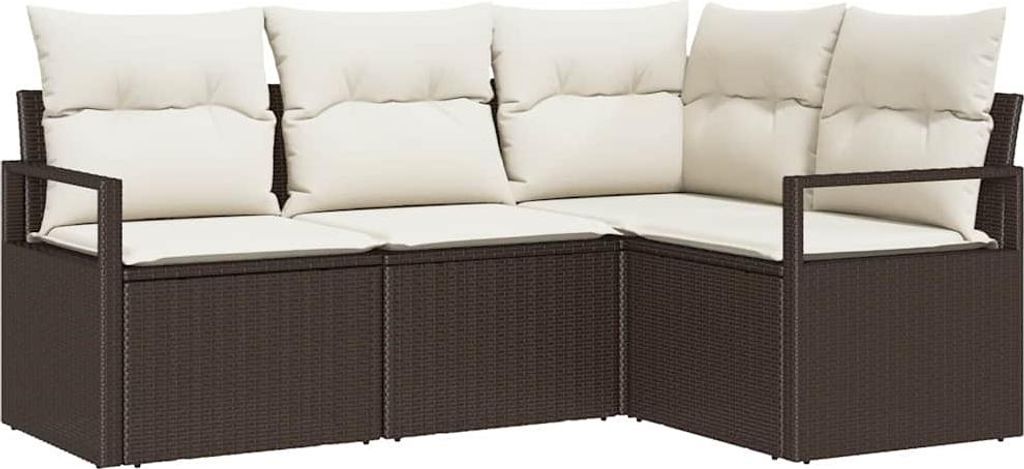 Sofa Set mit Kissen Braun Poly Rattan