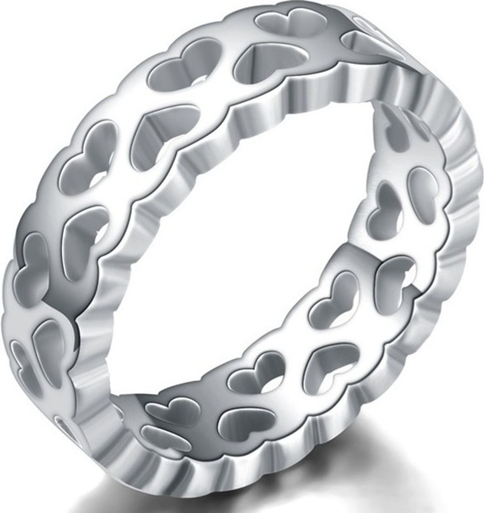 Eleganter Ring Hollow Heart aus Silber - Ringgröße 55mm KP16843