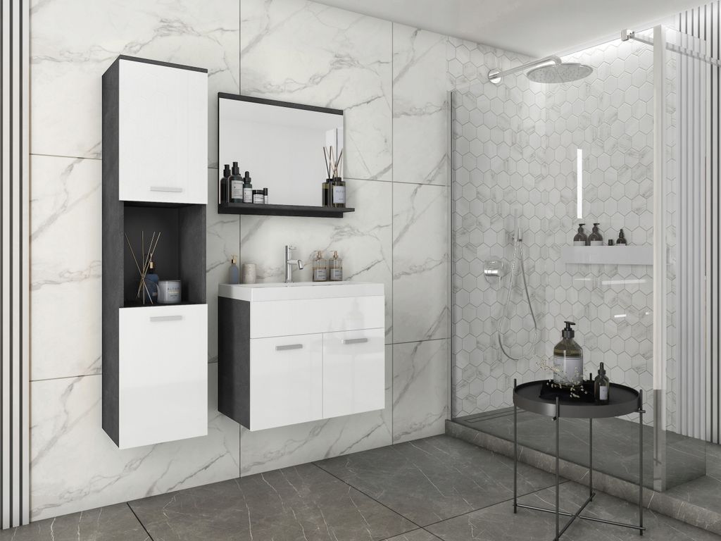 Koupelnová sestava MILANO – skříňka, zrcadlo, umyvadlo, Obrázek produktu 