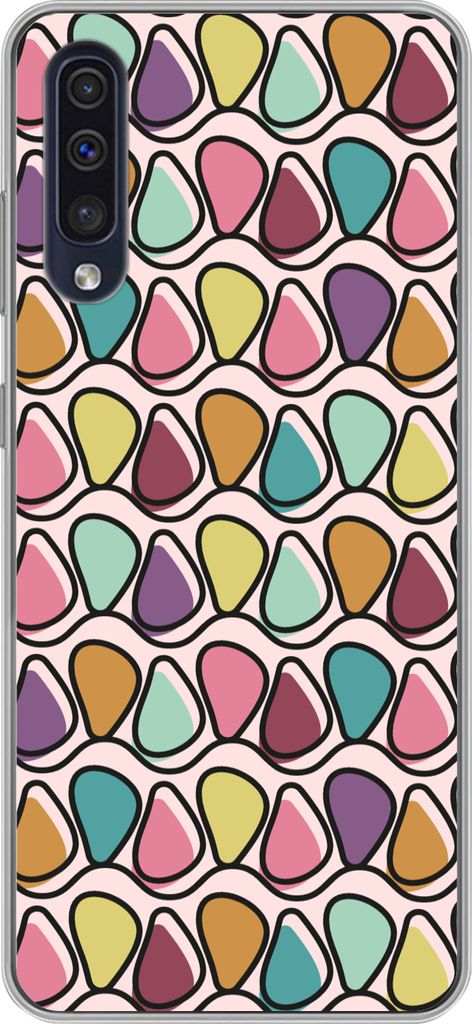 MuchoWow Handyhülle Schutzhülle Hülle für Telefoonhoesje Samsung Galaxy A50 Muster - Oval - Pastell Silikon Softcase Handy Hülle - Mobiltele...