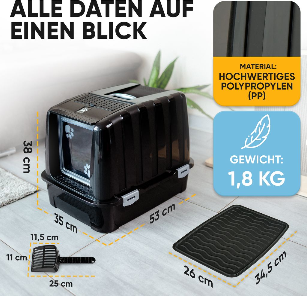 CROPLAS Katzenklo mit Deckel und Aktivkohlefilter, Produktbild 6