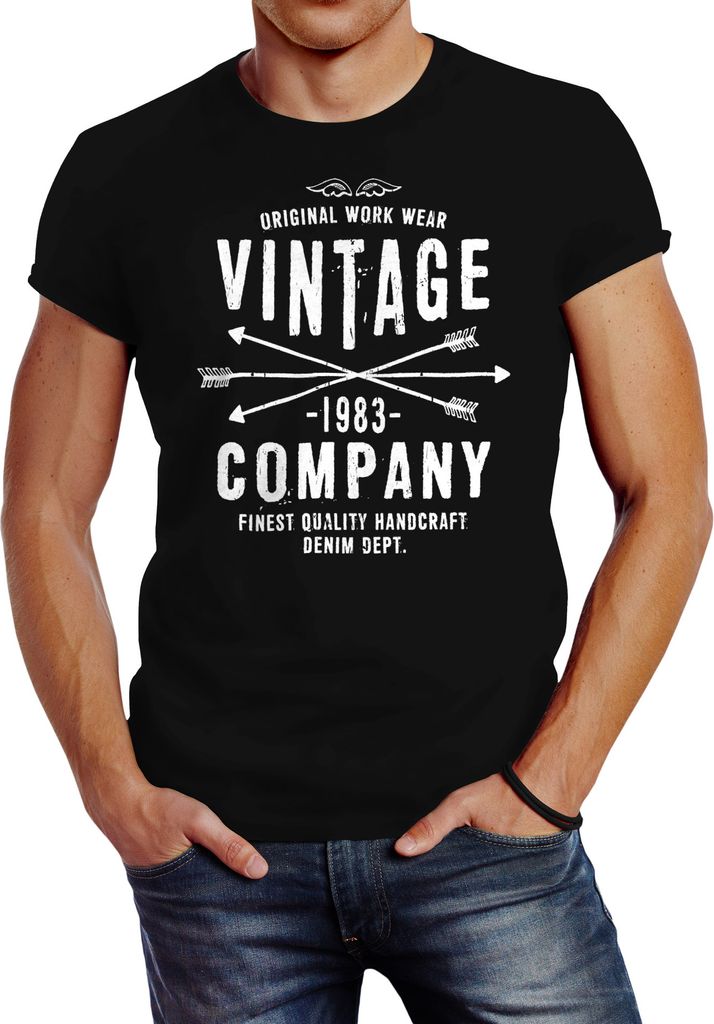 Herren T-Shirt Vintage Company Arrows Pfeile Hipster Druck Motiv Slim Fit Neverless schwarz XL