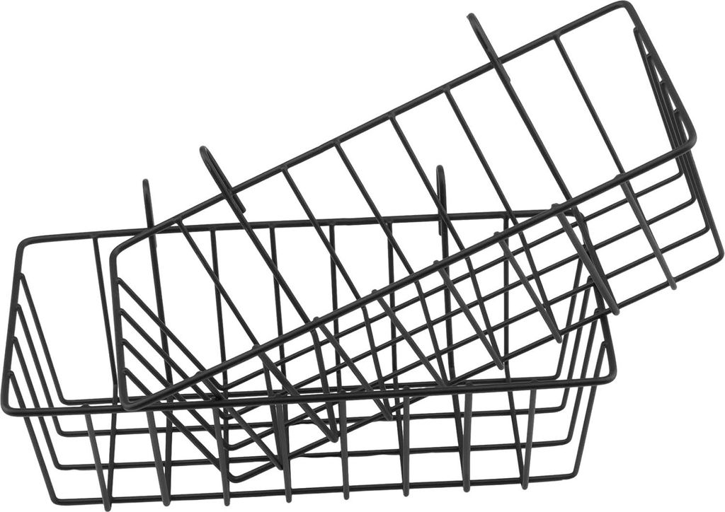 NAMYEUT 6 Stück Wandregale, Metall, Schwarz, 23 x 10 x 7,5 cm, Gitterkorb mit Haken, Regal für Wandgitter, Metalldraht, Korb, Wand, Drahtkorb fü...