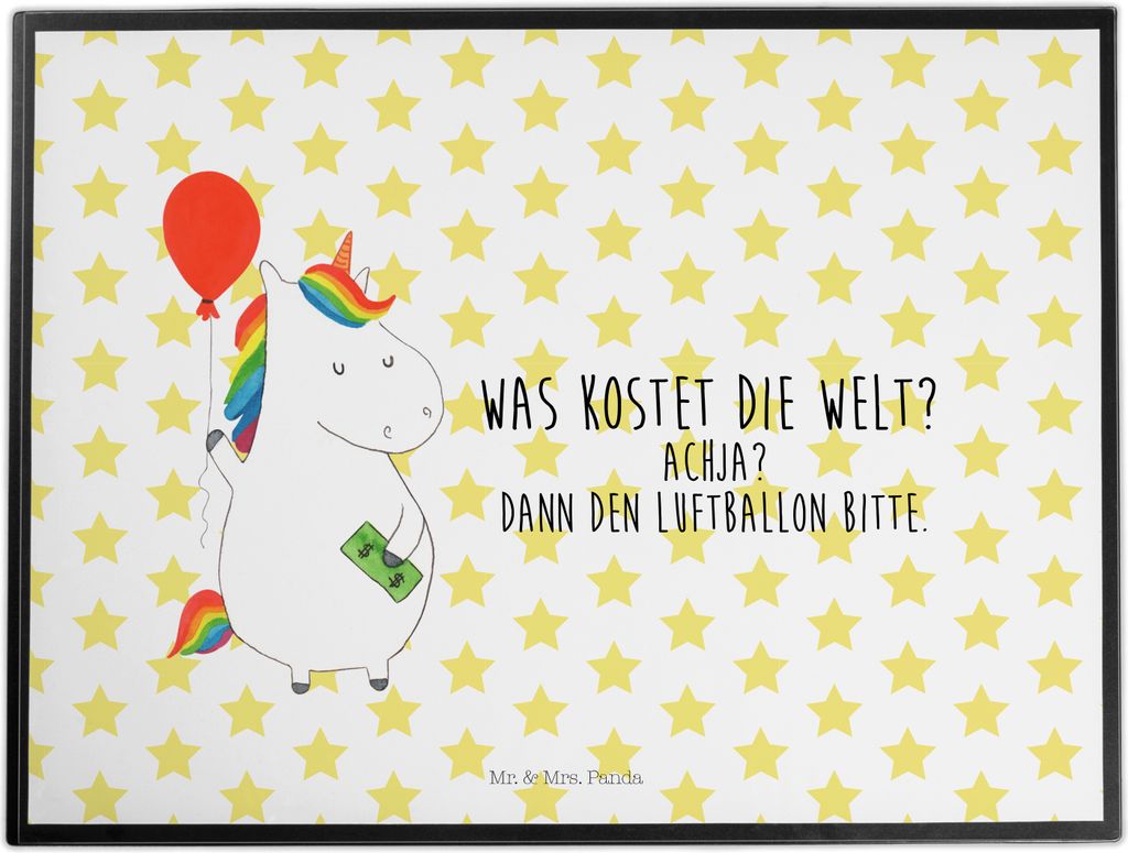 Mr. & Mrs. Panda Schreibunterlage Einhorn Luftballon - Weiß - Geschenk, Schreibtischauflage, Unicorn, Lebenslust, schreibtischunterlage, Einhörne...