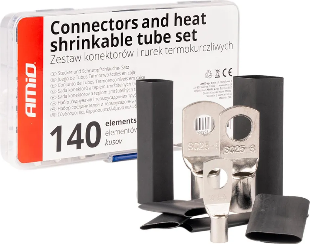 Assortimento Capicorda e Guaine AMIO 140 pz - Kit Salvavita Officina