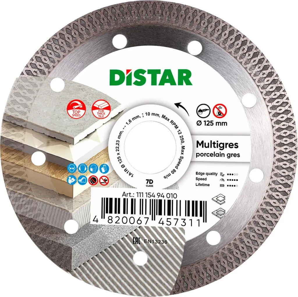Disque de Coupe Diamant 125mm Idéal pour Pose de Carrelage et Faïence