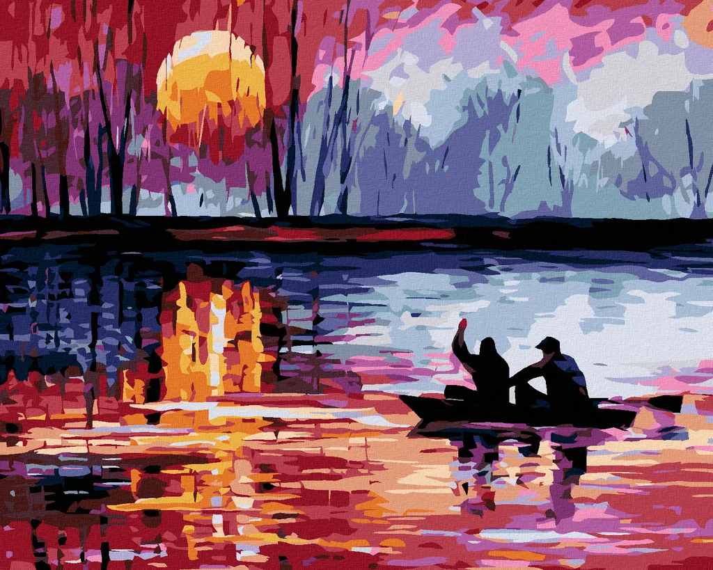 Pittura Diamante Zuty 40x50 cm - Tramonto sul Lago II - Kit Senza Tela