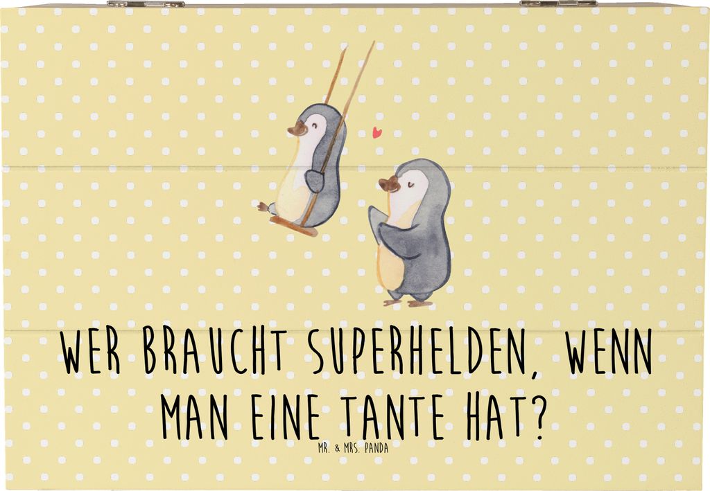 Mr. & Mrs. Panda Kiste Lieblings-Tante 22 x 15 cm - Gelb Pastell - Geschenk, Verwandtschaft, Weihnachten, Holzkiste, Erinnerungskiste, Lebenshilfe,...
