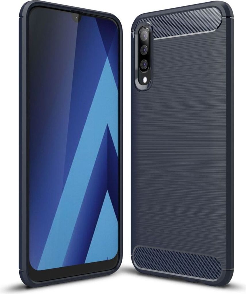 Samsung Galaxy A70 TPU Case Carbon Fiber Optik Brushed Schutz Hülle Blau