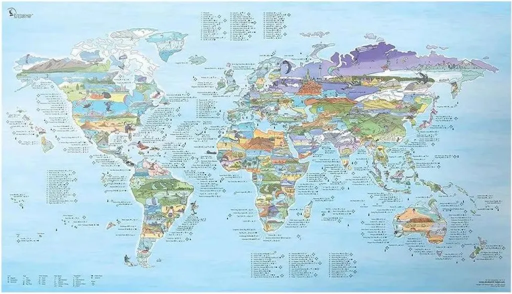 Carte Kitesurf Awesome Maps Spots Mondiaux - Design Multicolore Qualité