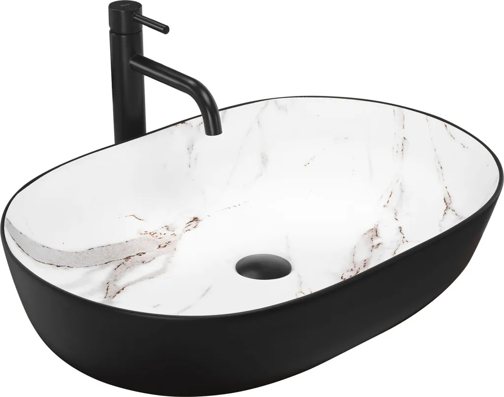 Lavabo da Appoggio in Vetroceramica Rea Cleo Black Aiax Matt