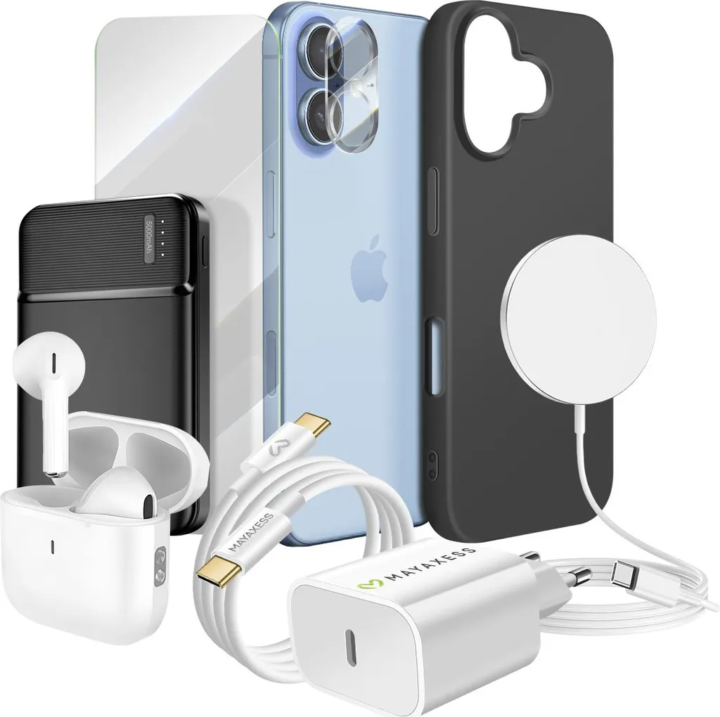 Mayaxess Pack Elite iPhone 17: Case, Vetro, MagSafe e Power Bank (8 Pezzi)