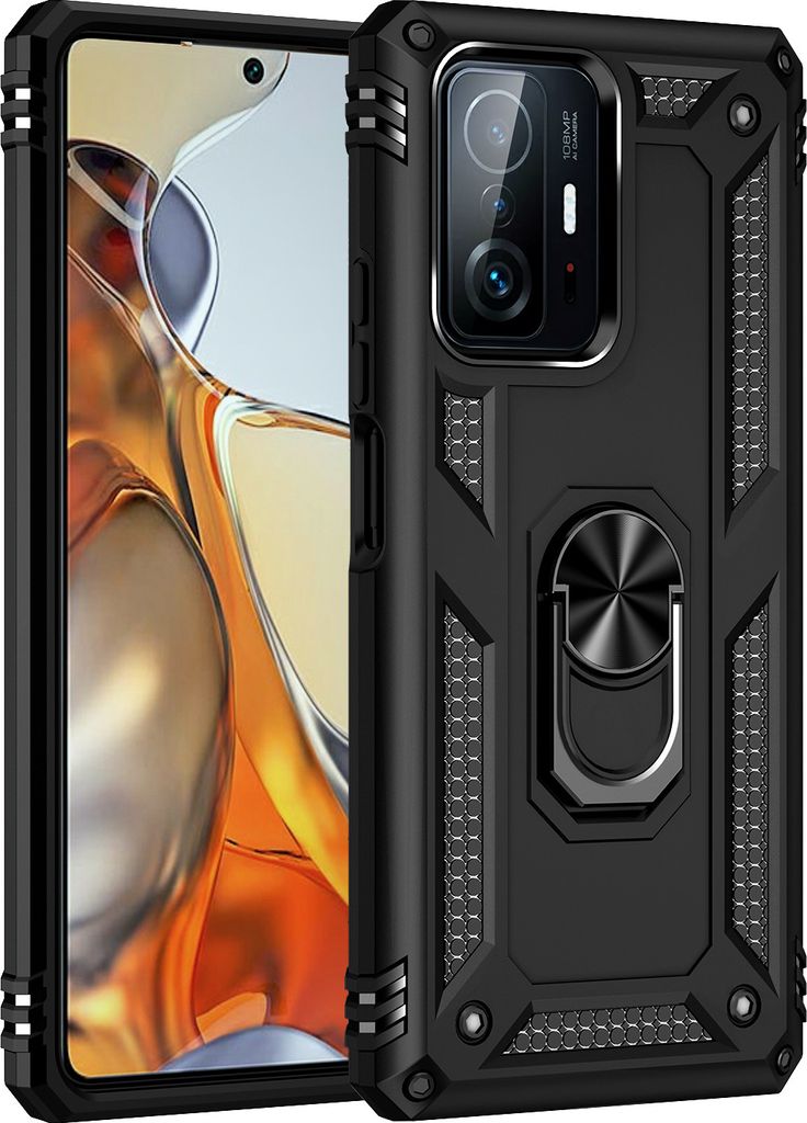 Sternenrüstung Schutzhülle Für Xiaomi Redmi 10C Ring Case Backcover Handy Tasche Schwarz