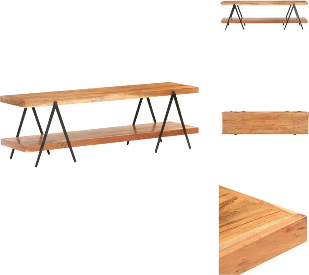 Mobile TV 160cm Legno Massello Acacia e Metallo vidaXL - Design Moderno