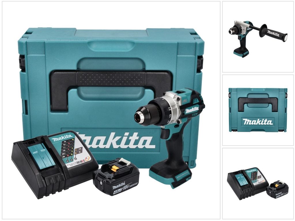 Makita DDF 486 RM1J Akku Bohrschrauber 18 V 130 Nm Brushless + 1x Akku 4,0 Ah + Ladegerät + Makpac
