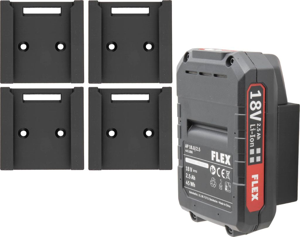 4x Akkuhalter für FLEX Akku Wandhalter Akkuwandhalter Produktbild 