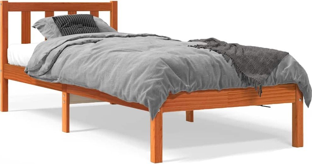 vidaXL Massivholzbett ohne Matratze Wachsbraun 90x200 Produktbild 