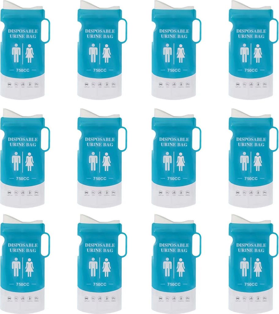6/12/24 Stück 750 ml Einweg-Urinalbeutel, auslaufsicher, Produktbild 