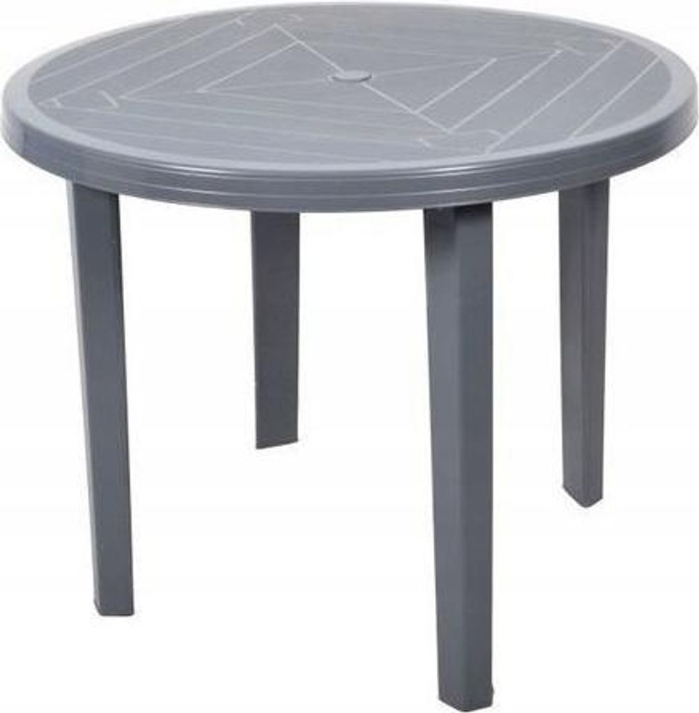 Runder Gartentisch 90 cm Grau Kunststoff, Abnehmbar & Produktbild 