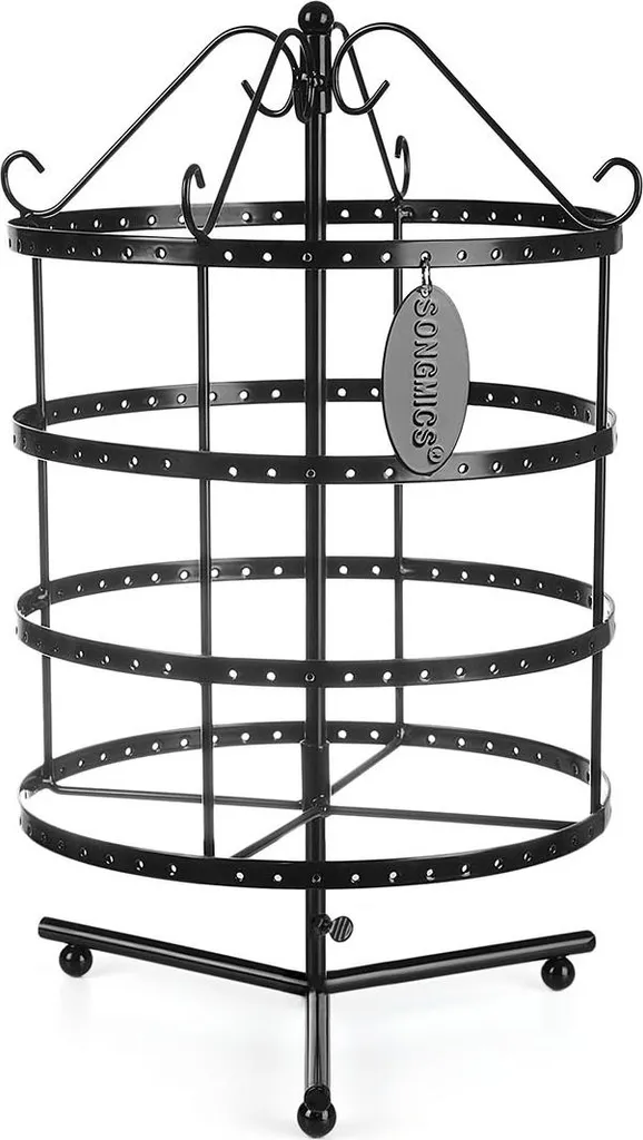 Présentoir à bijoux Carousel noir rotatif pour bagues et colliers