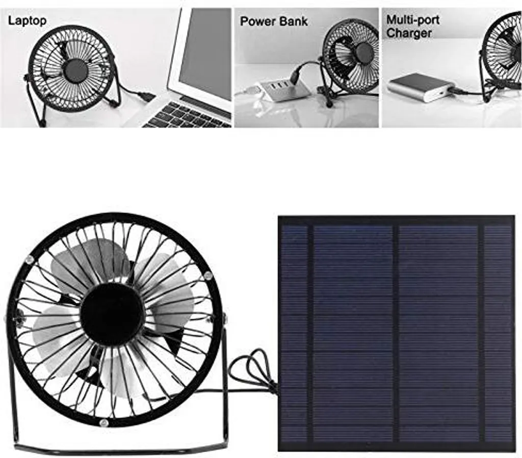 Kit Mini Ventilatore Solare 5W Portatile | Accessorio Camper e Campeggio - 4