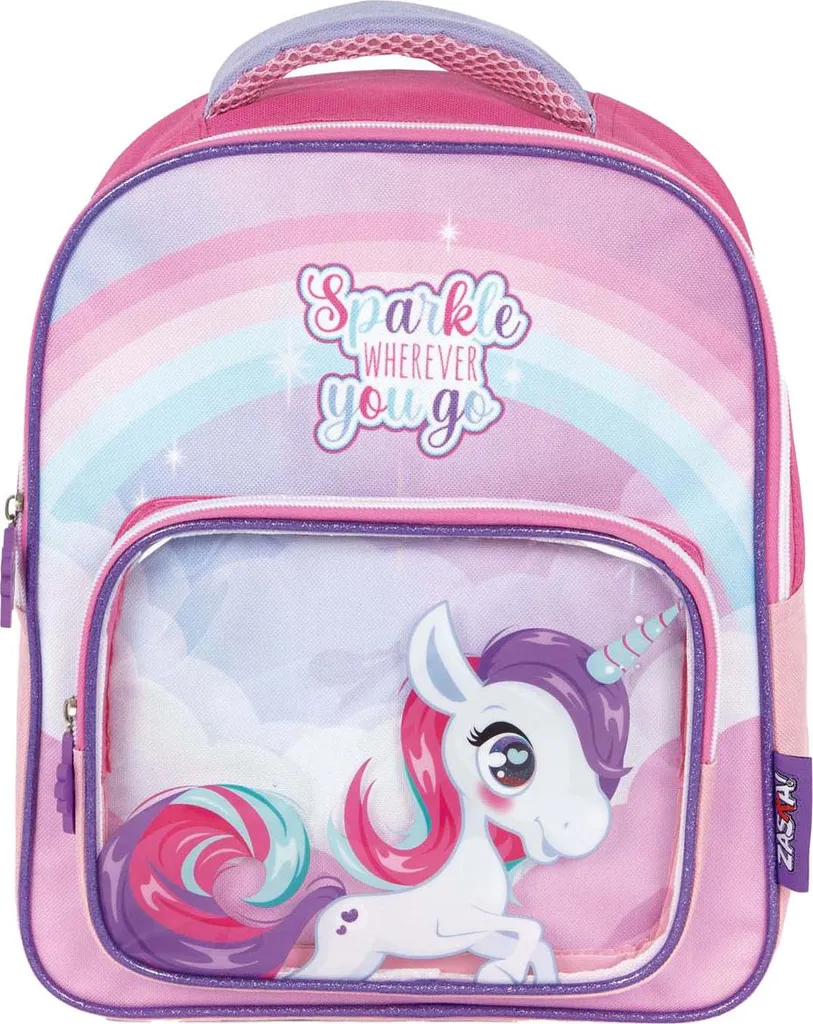 Zaino Unicorno con tasca frontale trasparente