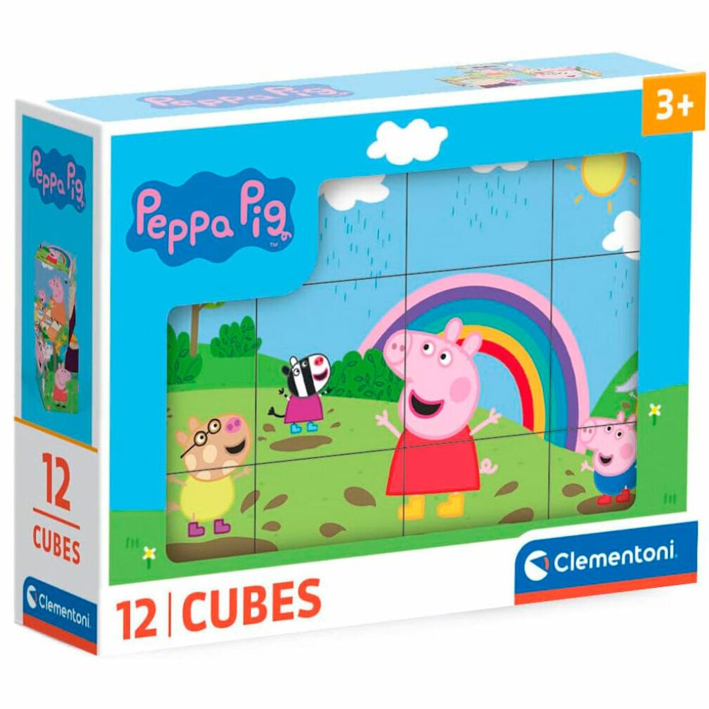 The image shows the packaging of a Peppa Pig themed cube puzzle set.