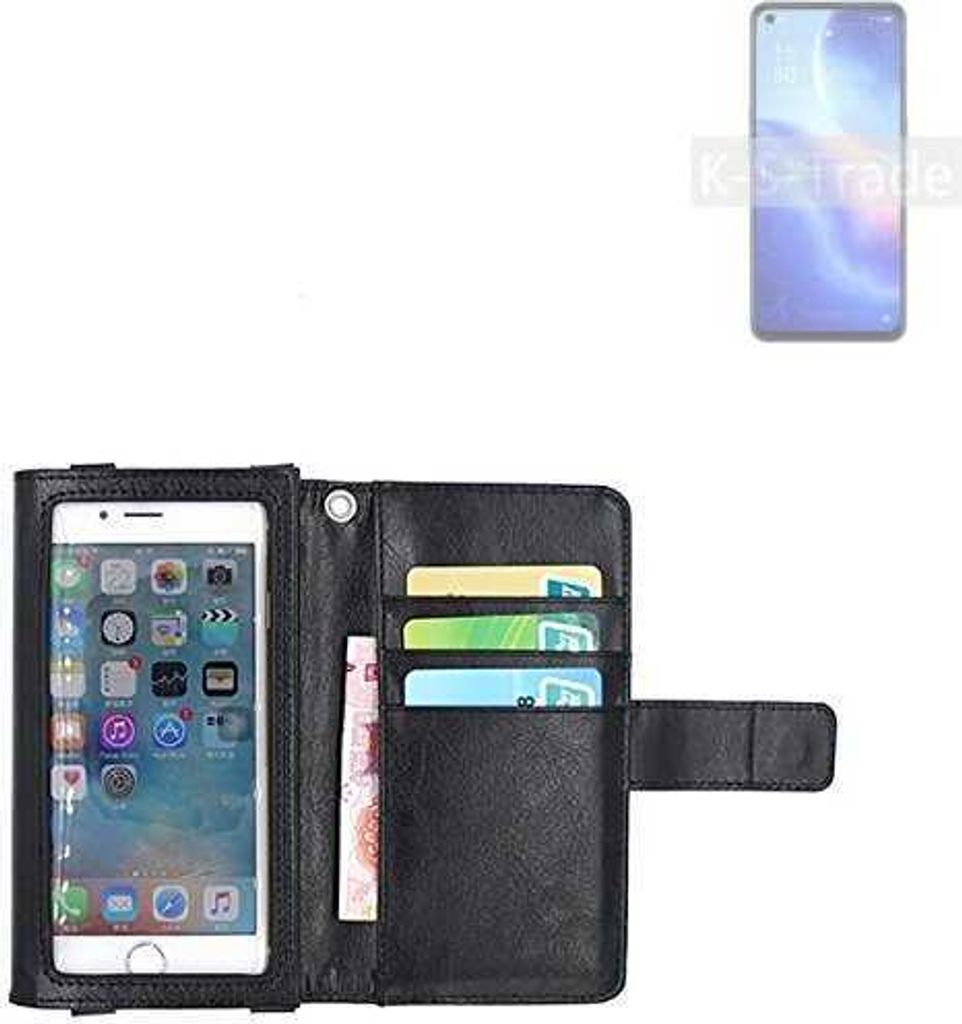 K-S-Trade Handy Hülle Schutz Hülle Kompatibel mit Oppo Reno5 K 5G Case mit Displayschutz / Schutzfolie Flip Cover Wallet case Etui Hülle schwarz