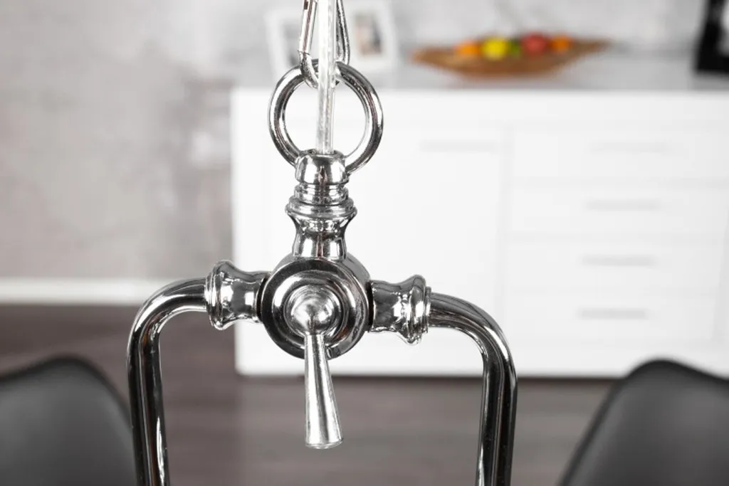 Luminaire Chrome 45cm pour Plafond Haut - Solution Éclairage Design