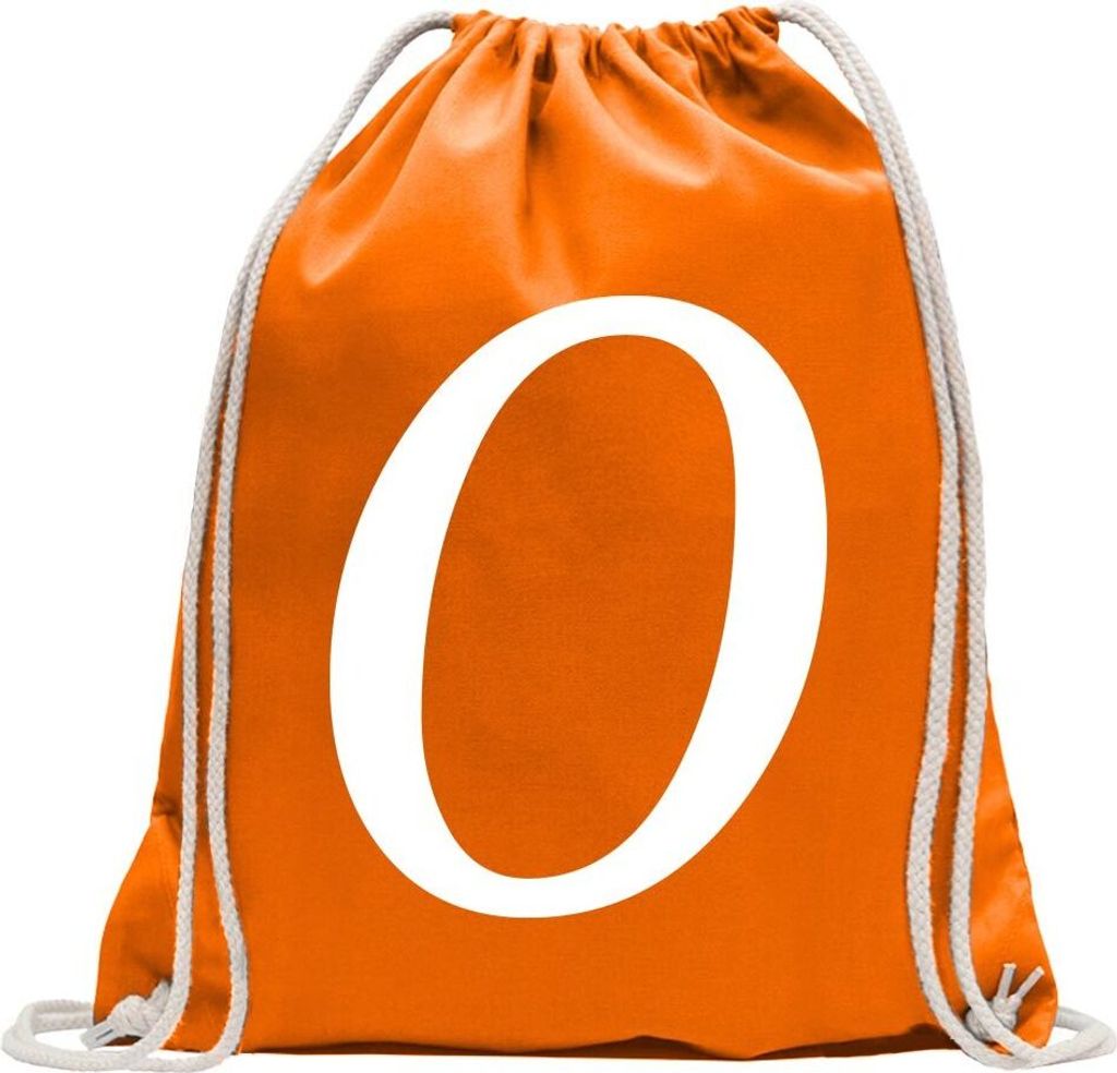 Kiwistar - Turnbeutel - mandarin - Zahl 0 - Zahlen Nummern - Fun Rucksack Sport Beutel Gymsack Baumwolle mit Ziehgurt