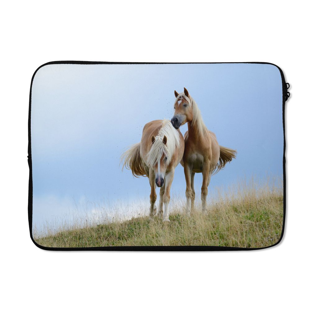 MuchoWow Laptop Hülle 13 Zoll Haflingerpferde auf der Wiese Laptoptasche - Laptophülle - Sleeve - Rundumschutz