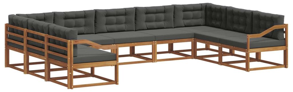 vidaXL Outdoor-Sofagarnitur mit Kissen 9 pcs Natur und Anthrazit