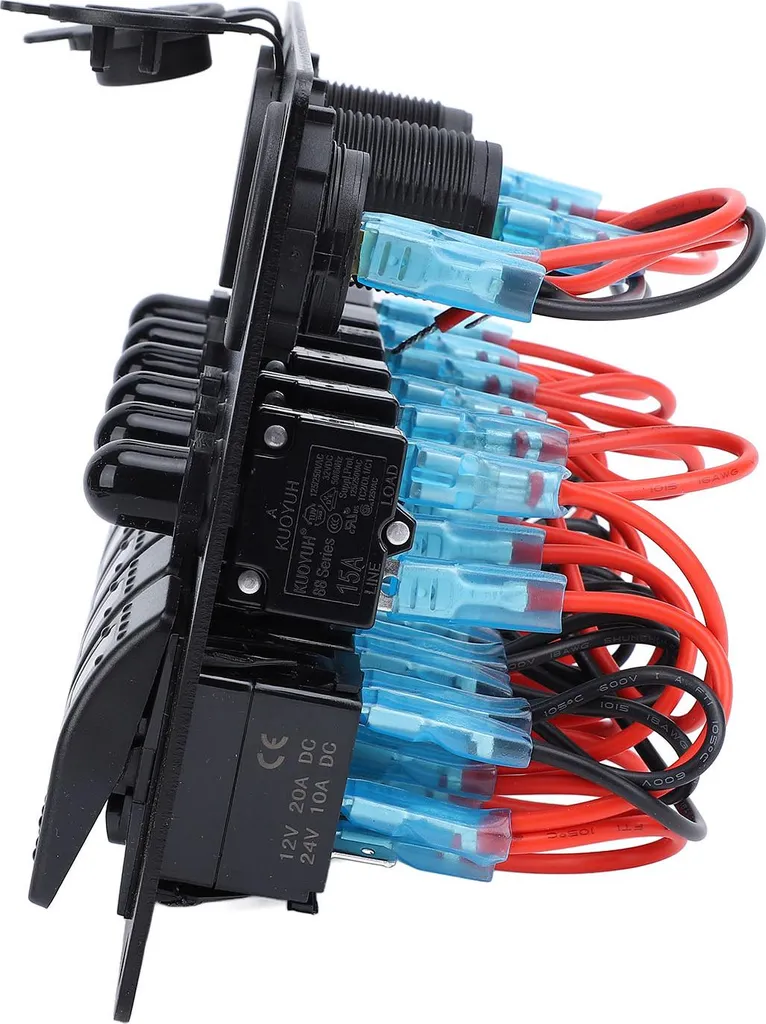 Panneau de commutation 12V 24V à 6 interrupteurs avec voltmètre LED rouge - 3