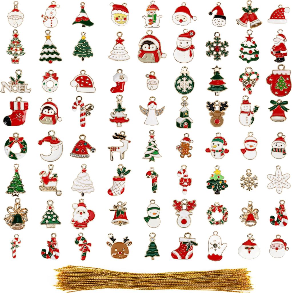 Belle Vous 72 tlgs Tannenbaumschmuck Figuren Set zum Aufhängen - Mini Weihnachtsbaumschmuck Figuren aus Legierung für DIY & Deko - Inkl. Schneem...