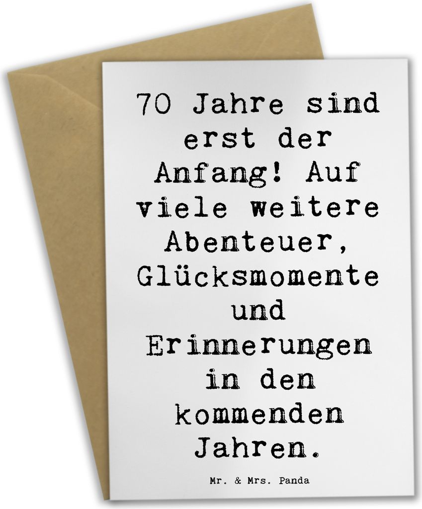 Mr. & Mrs. Panda babykarte Spruch 70. Geburtstag Beginn - Weiß - Geschenk, lebenslange Freude, einladungskarten, Alter, weihnachtskarten, Grußkar...