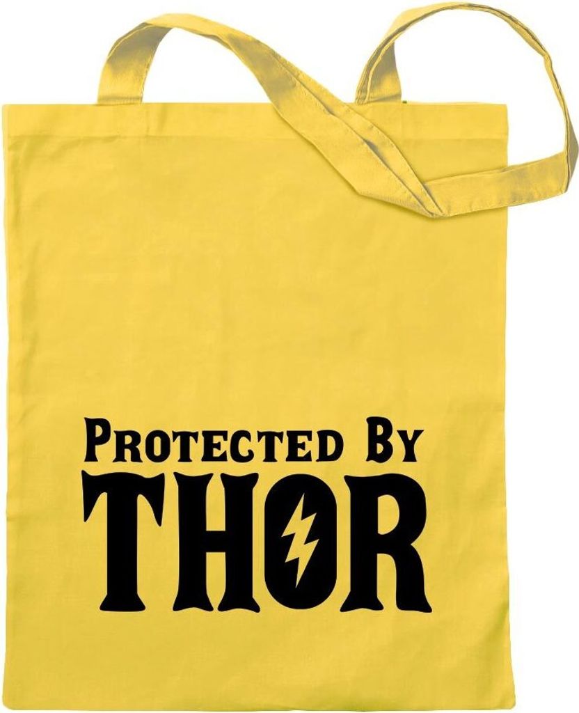 Kiwistar - Baumwolltasche - gelb - Protected by Thor - Tragetasche Stoffbeutel Umhängetasche Langer Henkel