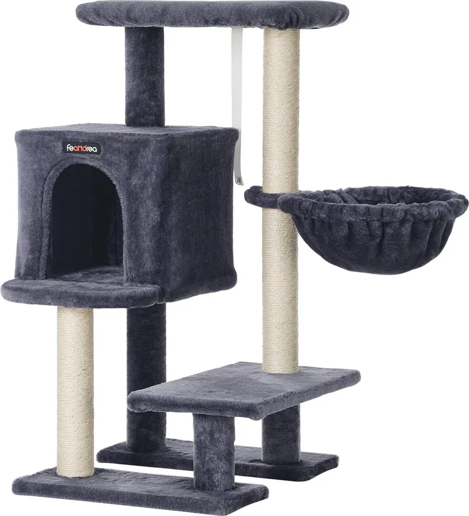 Arbre à chat stable anti-griffures 84 cm FEANDREA gris pour petit chat