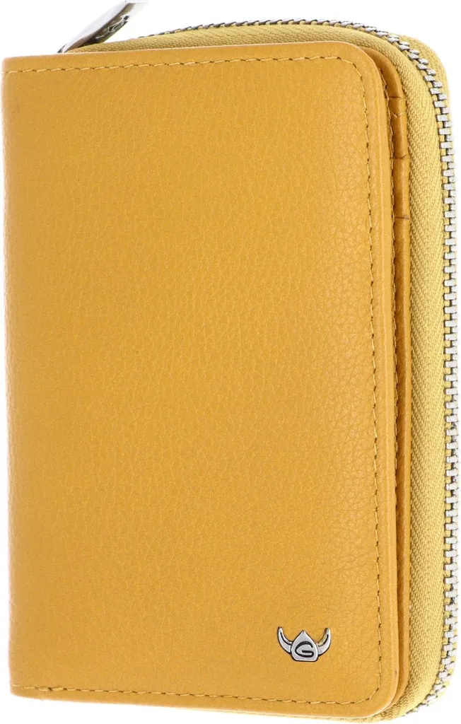 Petit portefeuille cuir jaune moutarde RFID Madrid 3317 Golden Head