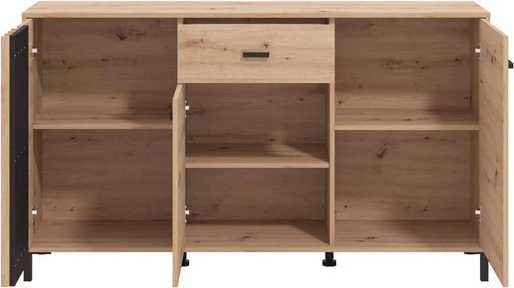 Buffet en Bois Chêne Marron 157x40x90 cm avec Tiroir et Nœuds Apparents